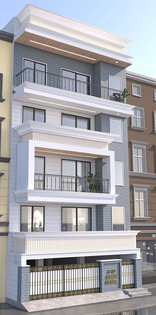 Wardrobe elevation with mirrored panels