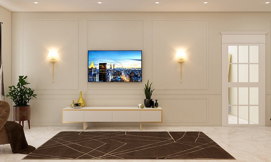 Modern classic interior with moulded panelling